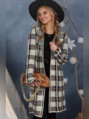 NWT - Women’s Plaid Open-Front Sweater Cardigan